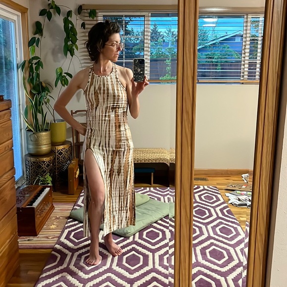 Bodycon boho Shibori tie-dye maxi with slit - Picture 7 of 10